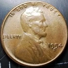 (Apr26) 1954 S Error S Mint Mark Touching The 5 + Small Die Chip On The 5