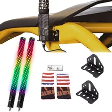 Pair 2FT Fat RGB LED Spiral Whip Light Mounts Kit For Can Am Maverick R/R Max