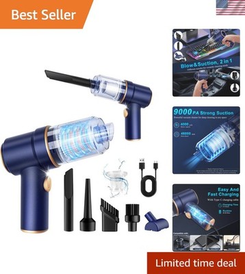Powerful 9000Pa Handheld Vacuum Cleaner & Air Duster with LED - Cordless Design