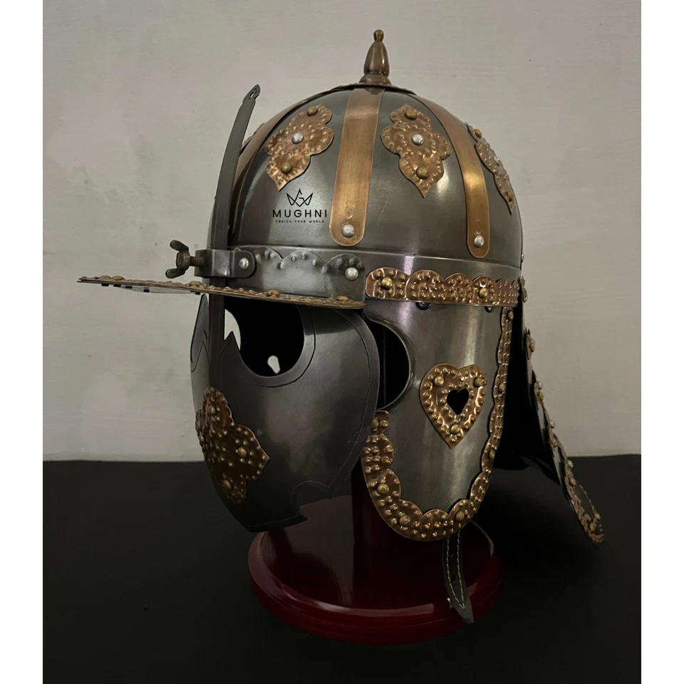 Casco Desfile Caballería Romana Latón y Acero Exhibición Armadura Regalo 1er-3er C AD Foto 3 de 4