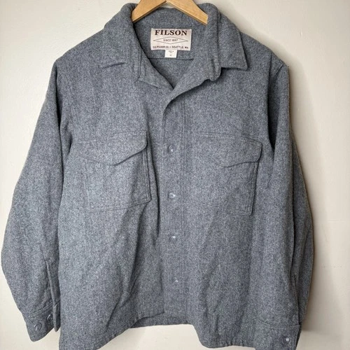 Vintage CC Filson Wool Jac Shirt Jacket Gray Mens 42 Medium USA Made - product listing photo