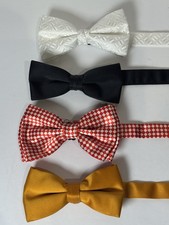 Vintage Adjustable Bow Tie Lot of 4 Mens Formal Black White Red Pink