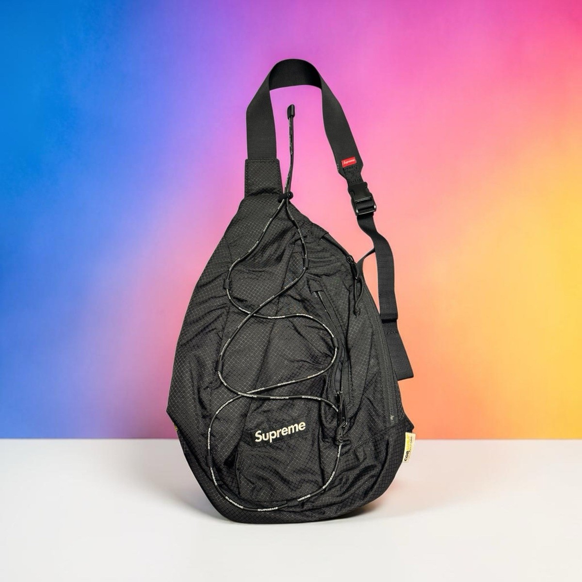 Supreme Sling Bag Black SS22, Adjustable Crossbody Sling Bag