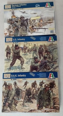 Italeri 1/72 WW2 Lot 3 Sets MIB US German Afrika Korps Later Sculpts Very Nice