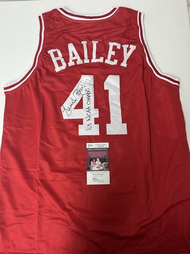 Thurl Bailey Autographed NC State Jersey 83 NCAA Champ JSA Authenticated J15 - Picture 1 of 4