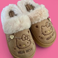 Cute Hello Kitty Faux Fur Suede Womens Slippers Size 5 / 6 US UGG Inspired