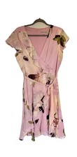 Womens Romantic Feminine Pink Floral Faux Wrap Donny and Nicole Dress Size 12