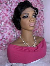 6 Inch Wavy Bob Wig Human Hair Lace Front Wig 180 Density Natural Black