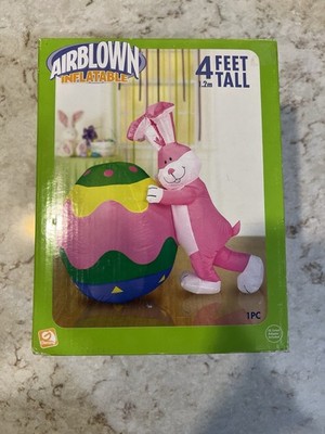 Gemmy 2005 4ft Tall Bunny Pushing Egg Easter Airblown Inflatable