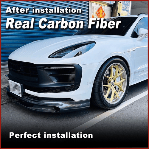For Porsche Macan SUV 2022-2023 Real Carbon Fiber Front Bumper Lip Chin Spoiler - Picture 3 of 10