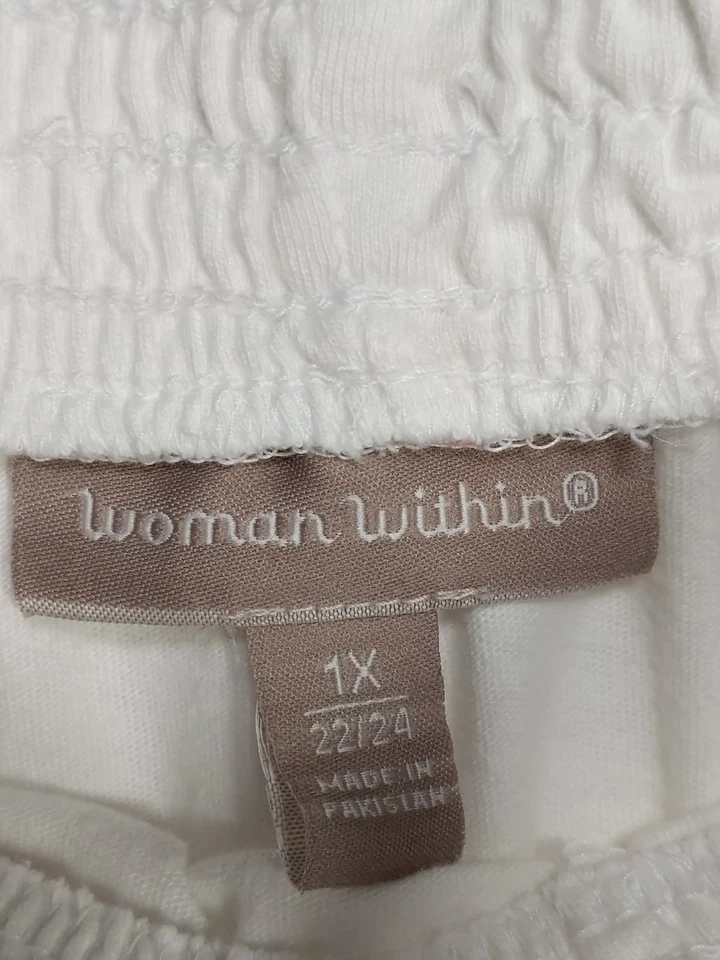 Pantalones cortos Woman Within talla 1X blancos ligeros de algodón con bolsillo Foto 4 de 4