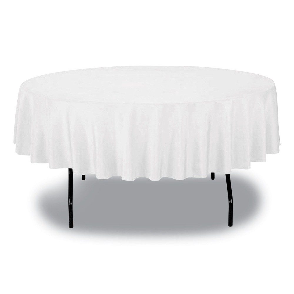 Tablemate 84WH Plastic 84" Diameter Table Set Round Table Cover (6/PK) New