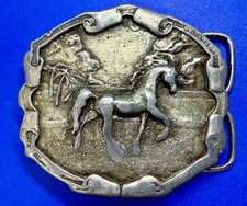 Centerpiece Horse Pony Vintage 1976 Western Belt Buckle Bergamot Brass Works