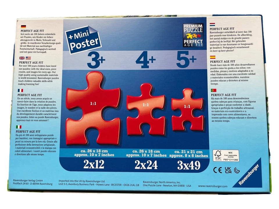 Ravensburger Puzzle Dinosauri Preistoria Bambini 2x24 Pezzi - Immagine 2 di 2