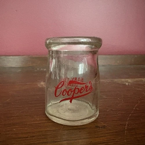 Vintage Cooper’s Baby Face Dairy Elmer NJ Mini Creamer Sample Bottle Knox Glass
