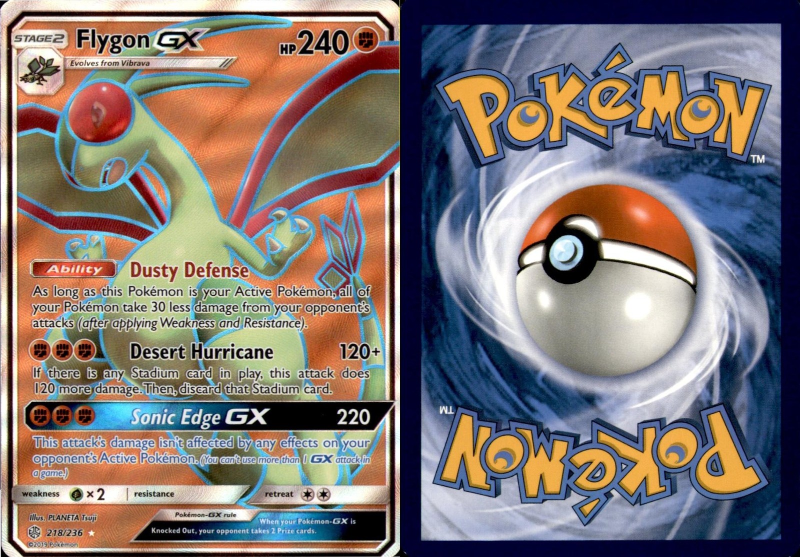 Flygon GX 218/236 Rare Ultra Cosmic Eclipse Pokemon Near Mint