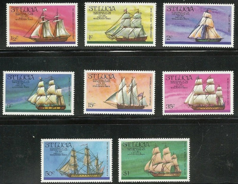ST. LUCIA 1976 #379-386 MH Revolutionary Era Ships