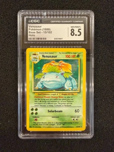 1999 Pokemon Base Set Venusaur Holo #15 - PSA CGC 8.5 NM Mint +