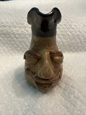 John La Boone Pottery Quirky Face Pitcher Small 4.5 Inch  Folk Art Collectible