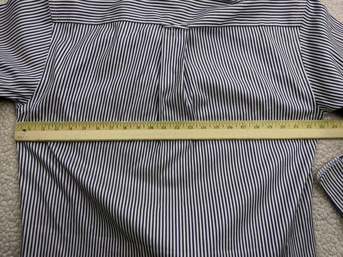 Orvis Mens M 16 Blue Candy Stripe Button Down Shirt Long Sleeve Pleated - Picture 7 of 9