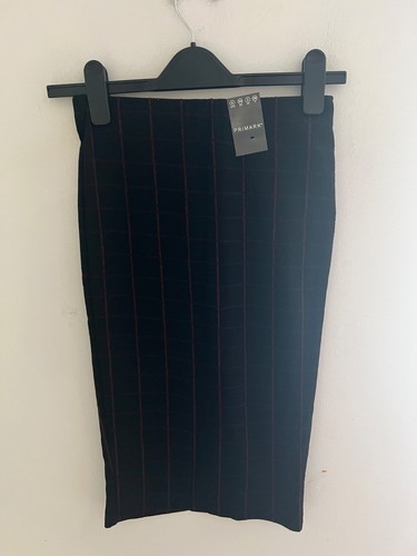 BNWT Primark Size UK 6 Black Check Knitted Pencil Midi Skirt - Picture 3 of 5
