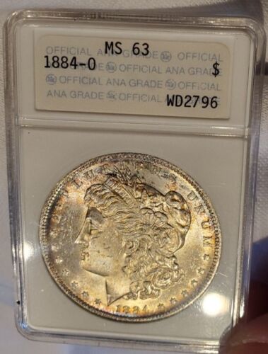 1884-O $1 Morgan Silver Dollar MS-63 Old ANA Holder Great Toning! PQ