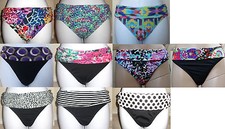New KENNETH COLE Sash hipster swim bikini bottom pant, S,M,L,XL,14, black/multi