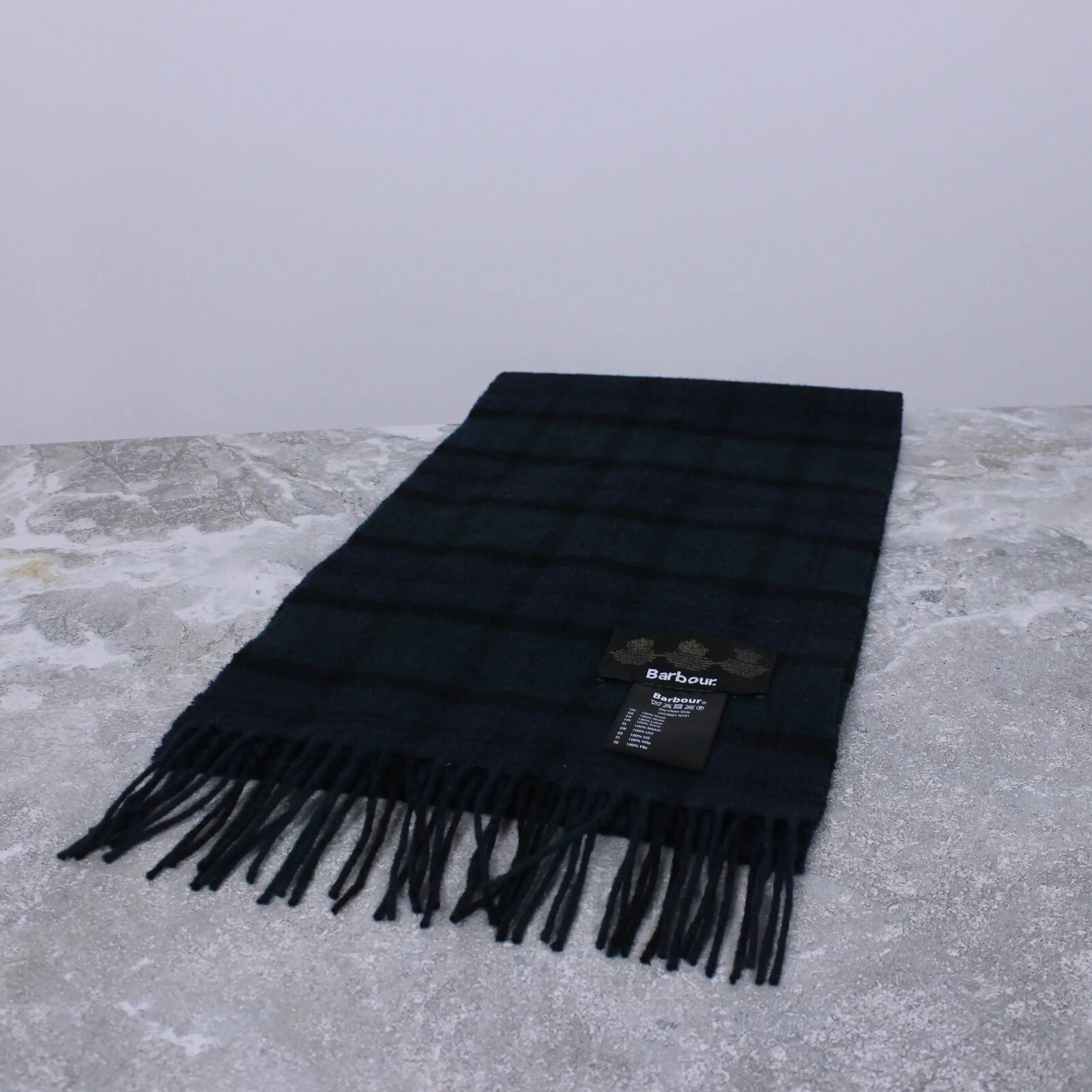 Vintage Barbour wool scarf for men in rare green one size