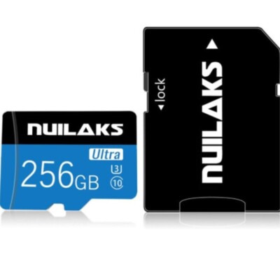 NUILAKS 256GB Micro SD Karte Speicherkarte Class 10 High Speed TF Flash Card 