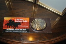 1980s Vintage Marlboro Longhorn Brass Belt Buckle NIB