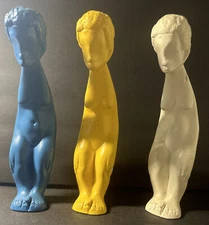 Jaru Pottery California 3 Woman Sculptures 10" Statues Chalkware Figures MCM