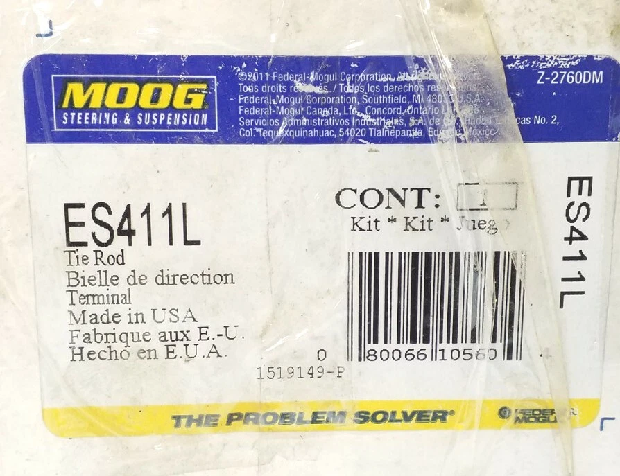 Extremo de varilla de amarre de dirección ES411L Moog hecho en EE. UU. ES411L extremo de varilla de amarre de dirección Foto 2 de 4