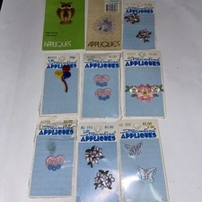 Vintage Lot Of 9 Appliques Flowers Roses Balloons Butterflies Owl Patches