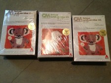 3- Lot of Vintage CM Deluxe Latch Hook Yarn Kit - New in sealed box-2-bear,1 dog