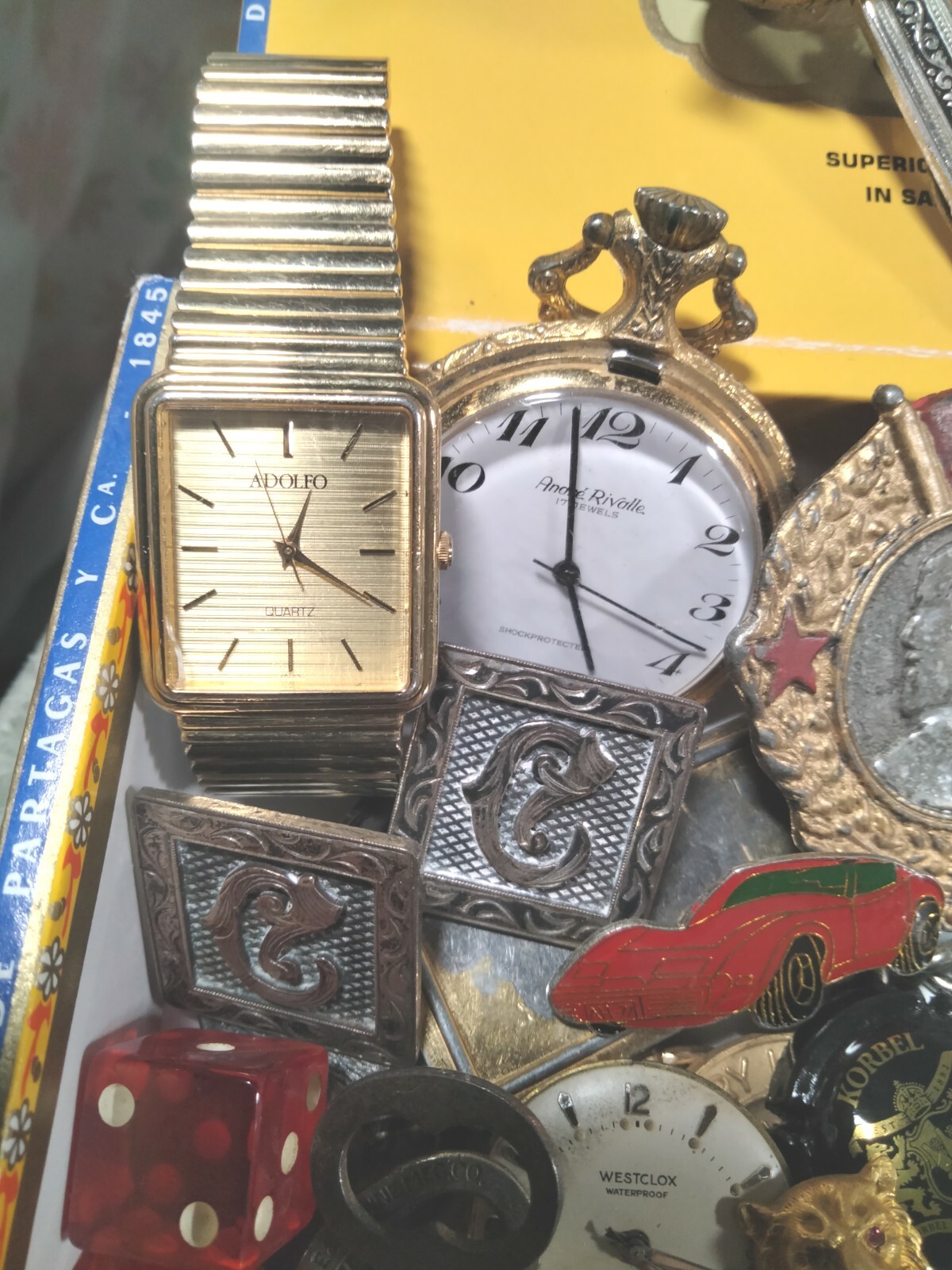 Vtg MEN'S estate jewelry/Misc lot, UNSEARCHED & UNTESTED, READ