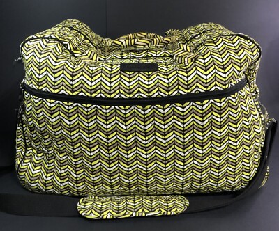 Vera Bradley Citron Yellow Green Large Duffle Weekend Bag w/ Strap Free Ship