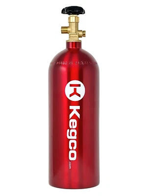 Kegco 5 lb. Aluminum Co2 Tank with Electric Red Epoxy Finish for Kegerator