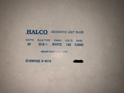 Lot of 11  Halco G16 1/2  4016 White  2'' Globe  25W  130V Decorator Bulb G16WH25