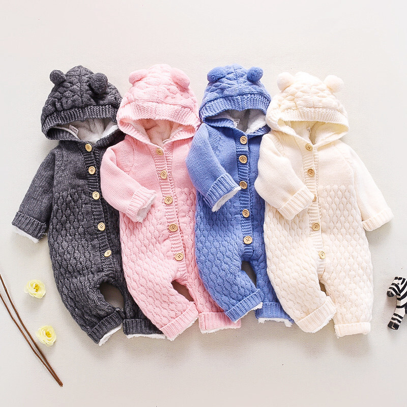 ¡LO ÚLTIMO! Recién Nacido Bebé Niño Niña Mameluco Mono Conjunto Tejido Suéter Ropa de Felpa