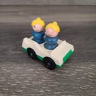 Vintage 1980 Fisher Price Little People White Green 2-Seater Car 2 Women Figures