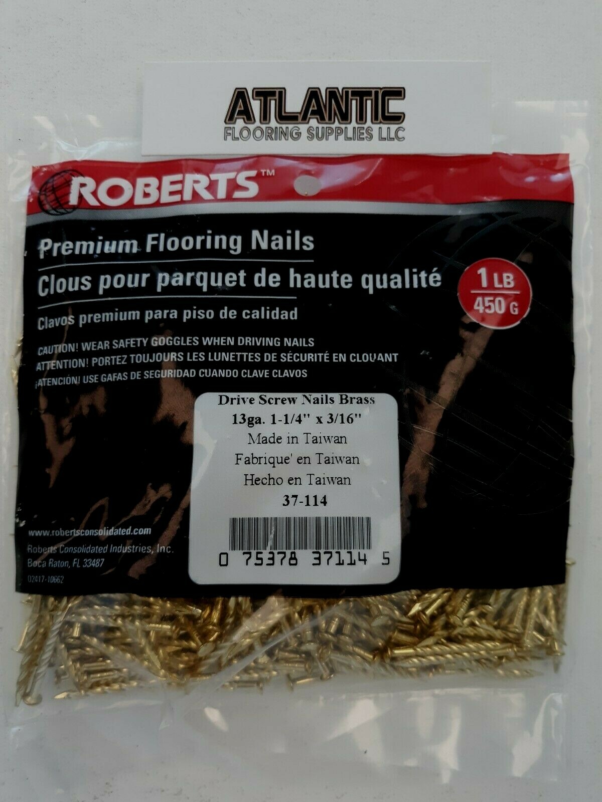 Roberts Carpet Trim Drive Screw Nails Brass 13 ga.11/4"x 3/16