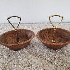 VINTAGE MCM 2 ct  Original Walnut Bowl Factory Store  6" Round Wood Bowls 60s