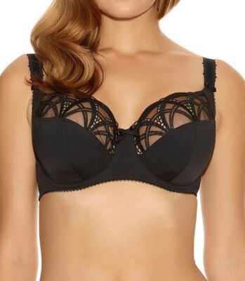 Fantasie Alex BH Schwarz Mesh Gr.34D Bügel Seitenstütze Vollschale 9152 Neu