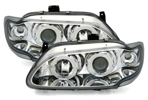 OFFER Pair Headlights for Renault MEGANE SCENIC 96-99 Halo Rims Chrome FR LPRE0 - Picture 1 of 9