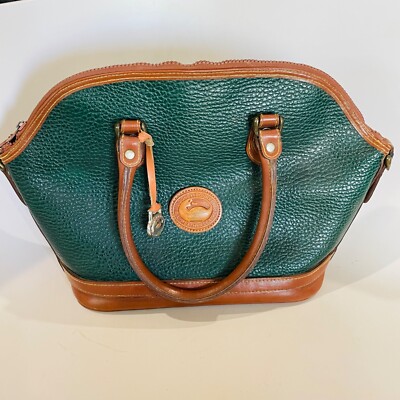 Vintage Dooney & Bourke Norfolk Leather Green Satchel Shoulder Bag