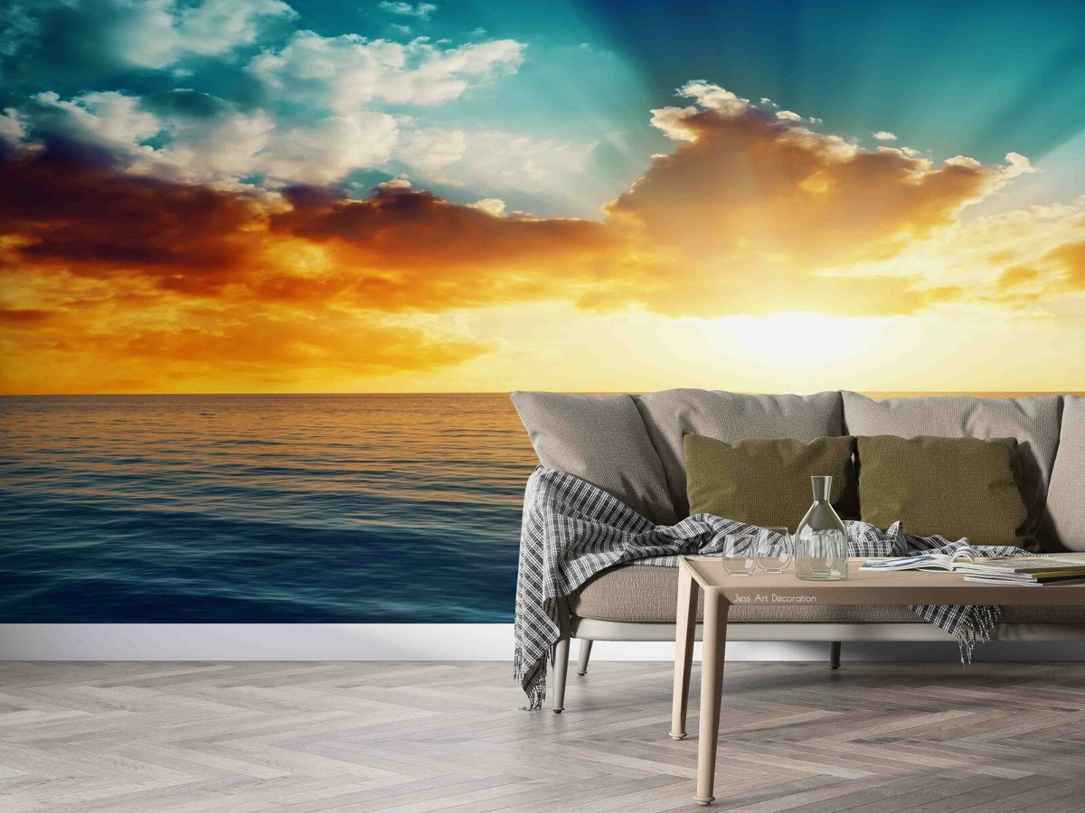 3D Ocean Sunrise Wallpaper Wall Mural Removable Self-adhesive 165