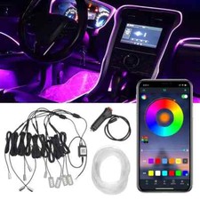 6 in 1 Car LED Atmosphere Lights Optic Fiber APP Music Control RGB Ambient Light