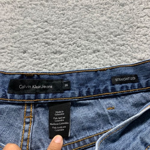 Vintage Calvin Klein Jeans Mens 36x30 Blue Medium Wash Cotton Straight Baggy - Picture 3 of 10