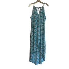Charming Charlie Sleeveless Spaghetti Strap High Low Dress TEAL
