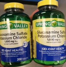 2x Spring Valley Glucosamine Sulfate Dietary Supplement Tablets, 1000mg, 200 ct